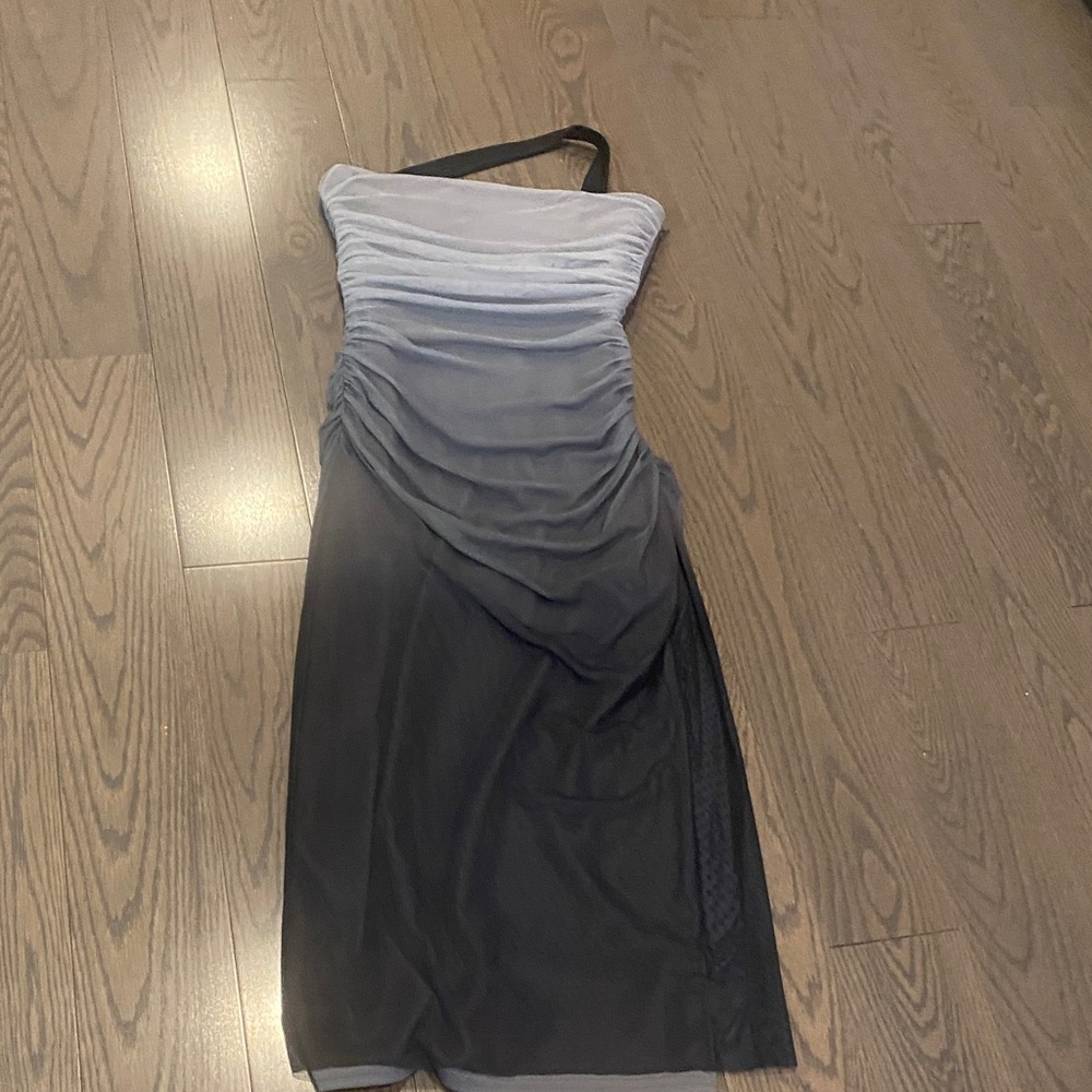 Zara One Shoulder Dress in Black and Gray